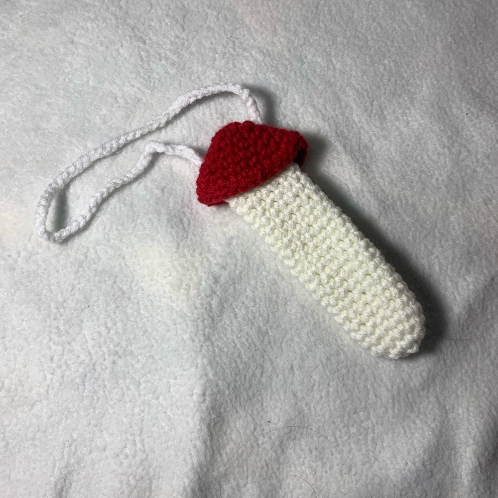 Red Mushroom Crochet Lip Gloss Case